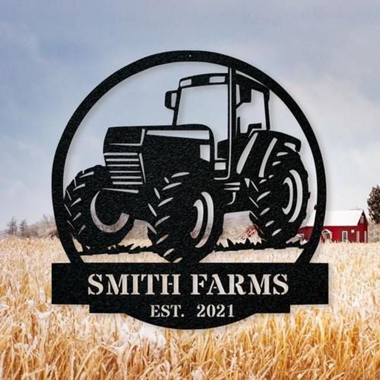 Farm Tractor Monogram Cut Metal Sign Metal Wall Art Metal House Sign