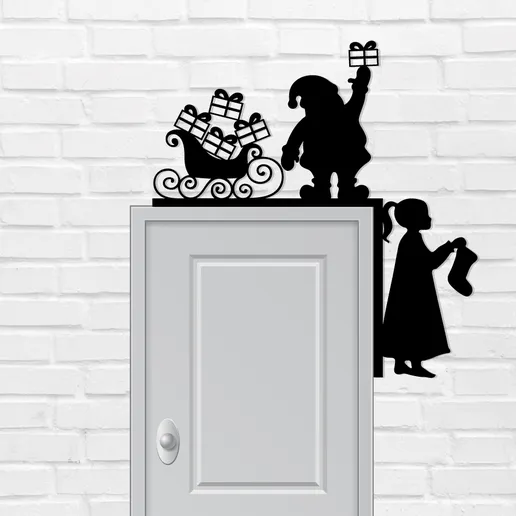 Christmas Door Corner Metal Sign
