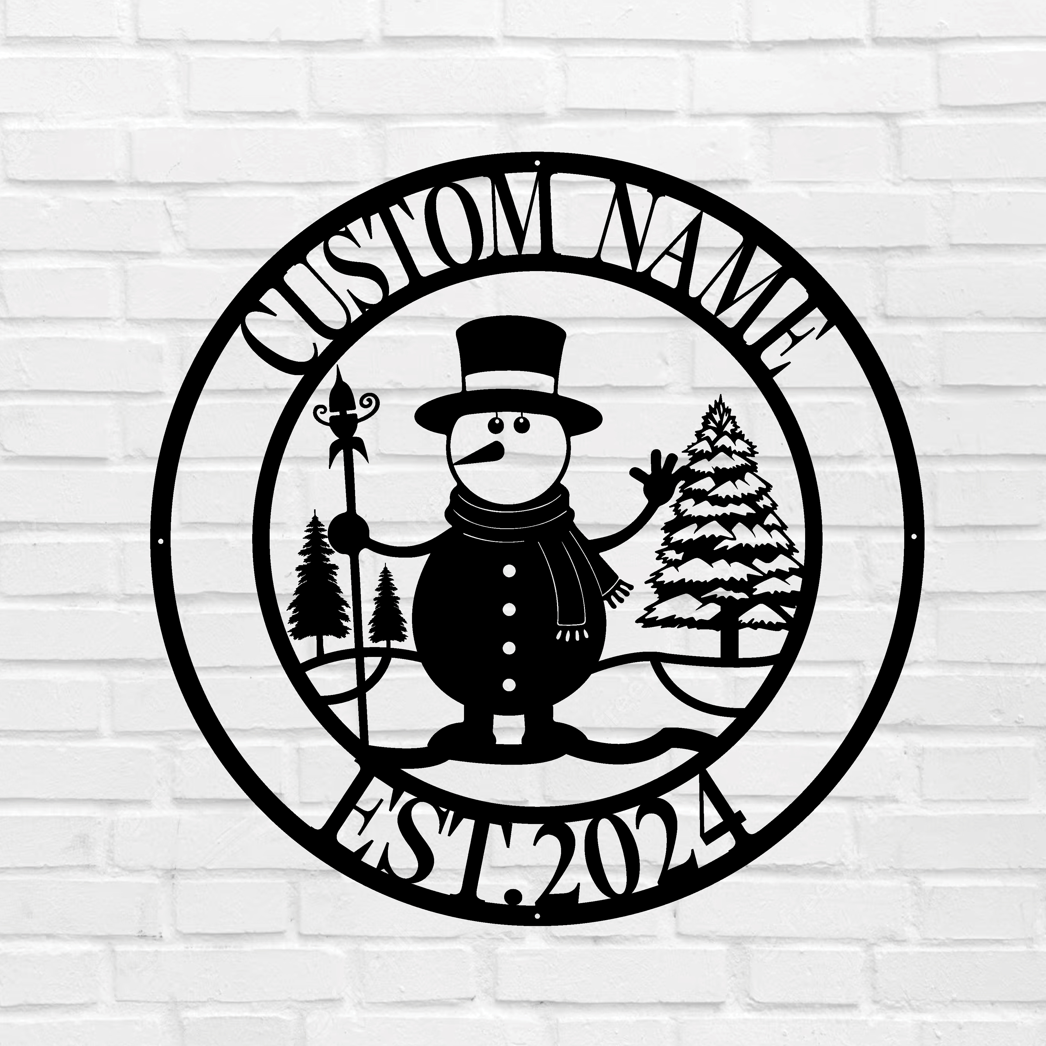 Christmas Snowman Metal Sign