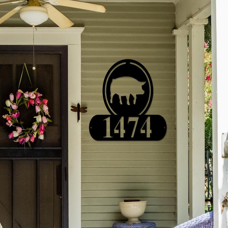 Pig Address Signpig Metal Sign Metal Farm Sign Pig Ranch Sign Pig Metal Address Sign House Number Plaque Address Plaque Metal Signs