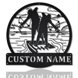 Personalized Bowfishing Father And Son Monogram Metal Sign Art ,Custom Bowfishing Metal Sign, Hunting Lover Sign Decoration For Living Room