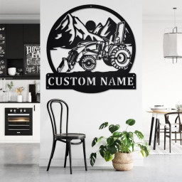 Custom Tractor Loader Metal Wall Art, Personalized Tractor Loader Name Sign Decoration For Room