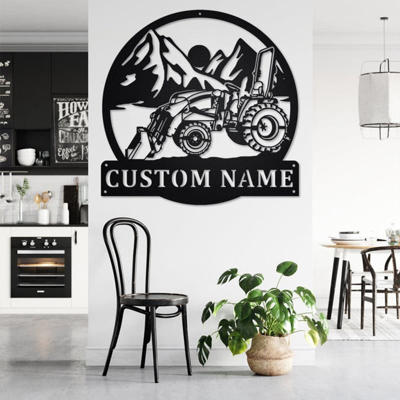 Custom Tractor Loader Metal Wall Art, Personalized Tractor Loader Name Sign Decoration For Room