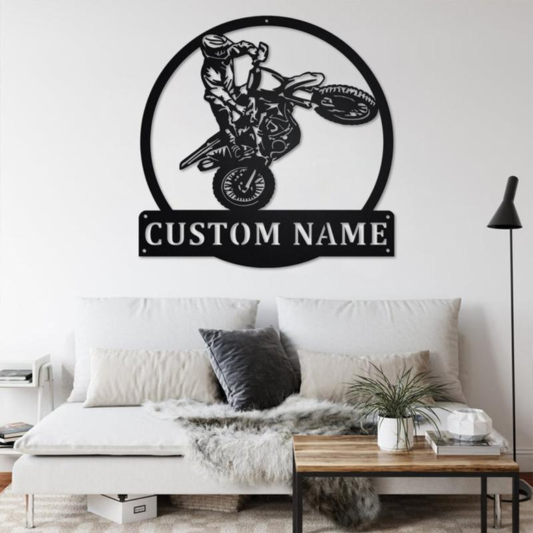 Custom Motocross Dirt Bike Metal Wall Art, Personalized Dirt Bike Name Sign Decoration For Room, Dirt Bike Home Decor, Custom Dirt Bike