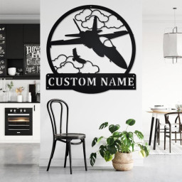 Custom Jet Fighter Metal Wall Art, Personalized Jet Fighter Name Sign Decoration For Room, Jet Fighter Metal Home Decor, Custom Jet Fighter