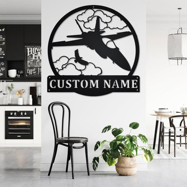 Custom Jet Fighter Metal Wall Art, Personalized Jet Fighter Name Sign Decoration For Room, Jet Fighter Metal Home Decor, Custom Jet Fighter