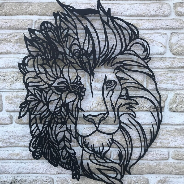 Mandala Lion Metal Wall Art, Metal Mandala Lion Wall Decor, Unique Metal Gift