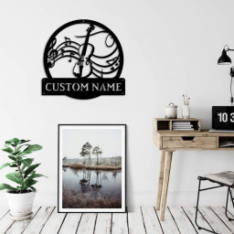 Personalized Violin Monogram Metal Sign Art, Custom Violin Monogram Metal Sign, Musical Instrument Gift, Music Gift