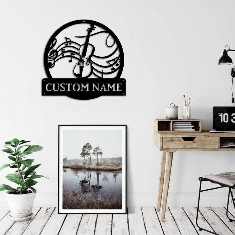 Personalized Violin Monogram Metal Sign Art, Custom Violin Monogram Metal Sign, Musical Instrument Gift, Music Gift