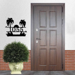 Palm Tree Address Sign, Beach Address Plaque, Sunset Address Numbers, Personalized Steel Address Plaque, Beach Mailbox Numbers, Palm Tree