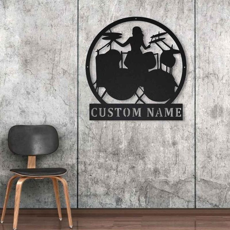 Personalized Drummer Female Metal Sign Art | Custom Drummer Female Metal Sign | Drummer Gifts for Men | Drummer Female Gift | Music Gift