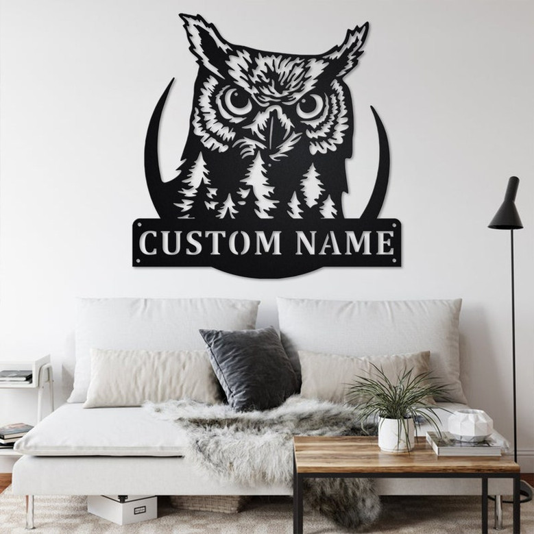 Custom Owl Metal Wall Art, Personalized Owl Name Sign Decoration For Room, Owl Home Decor, Custom Owl, Owl Metal Decor, Owl Animals Lover
