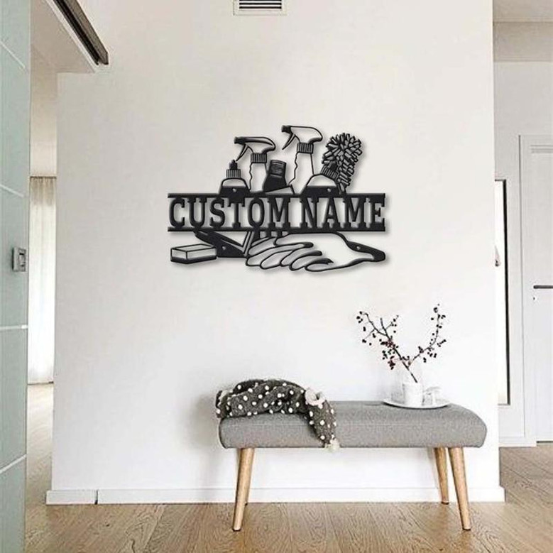 Personalized Cleaning Service Metal Sign Art | Custom Cleaning Service Monogram Metal Sign | Cleaning Gifts | Job Gift | Decor Decoration