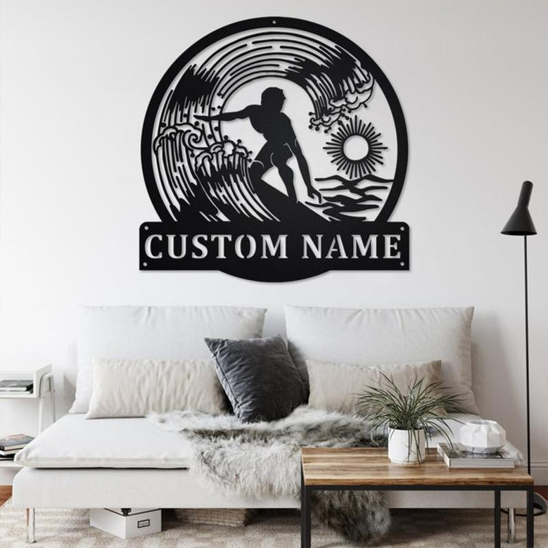 Custom Surfer Metal Wall Art, Personalized Surfer Name Sign Decoration For Room, Surfer Metal Home Decor, Custom Surfer, Surfing Metal Decor