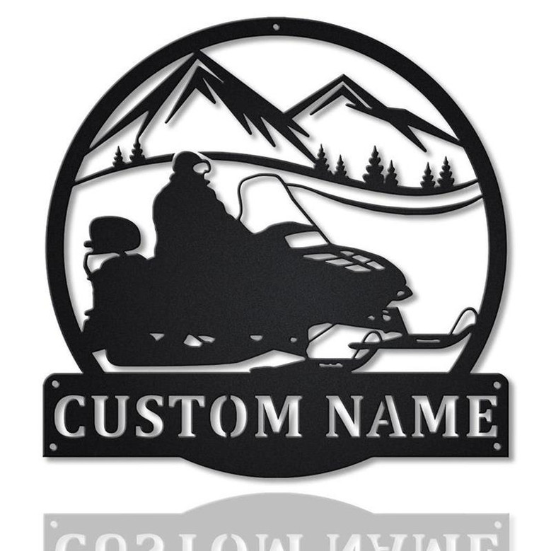 Personalized Snowmobiling Monogram Metal Sign Art | Snowmobiling Metal Sign | Housewarming Outdoor Metal