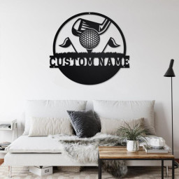 Custom Golf Name Frame Metal Wall Art, Personalized Golfer Name Sign Decoration For Room, Golfing Metal Home Decor, Golfer