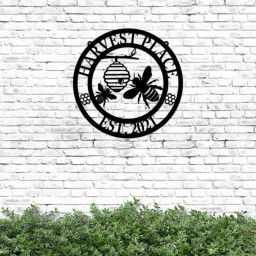 Bee Farm Cut Metal Sign Bee Keepers Metal Wall Art Personalized Metal Bee Sign Bee Monogram Wall Hanging Honey Bee Metal Art