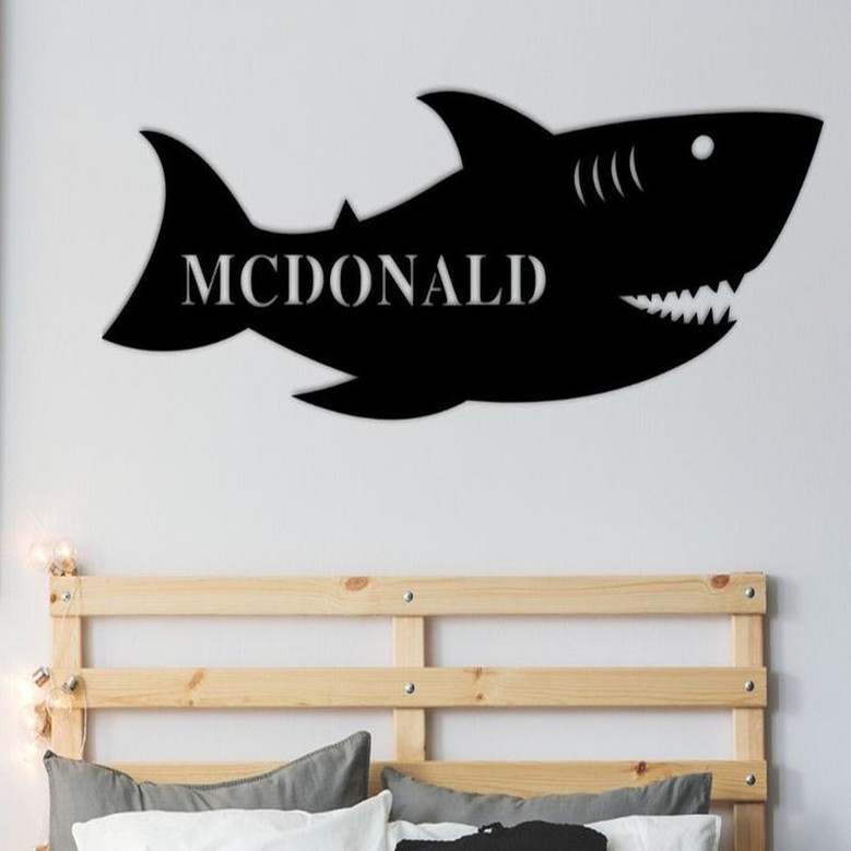 Personalized Metal Sign,Shark, fisherman gift, Housewarming Gift,deep sea fishing, Custom Metal Sign,Outdoor Metal Sign, fishing camp,beach