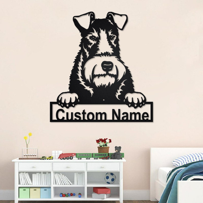 Custom Wire Fox Terrier Dog Metal Wall Art, Personalized Wire Fox Terrier Name Sign Decoration For Room, Wire Fox Terrier Home Decor