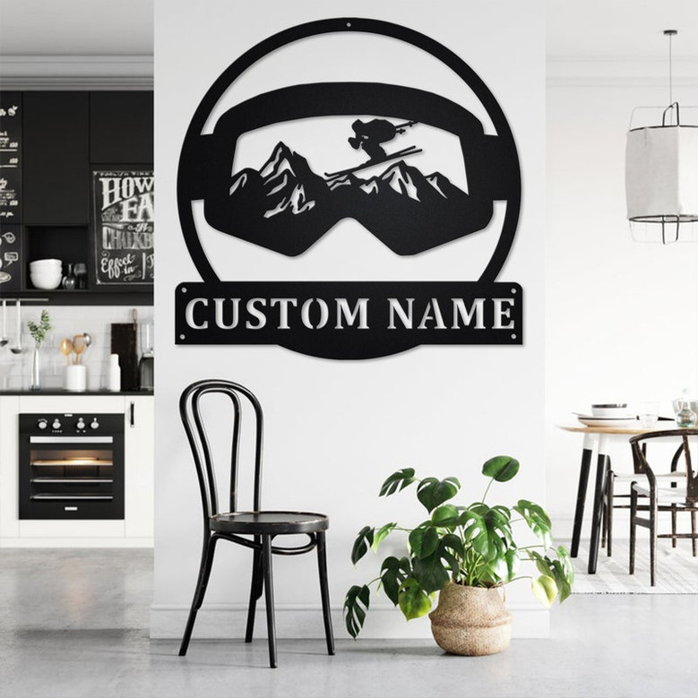 Custom Ski Goggles Metal Wall Art, Personalized Skier Name Sign Decoration For Room, Ski Goggles Home Decor, Custom Ski Goggles, Skier Gift