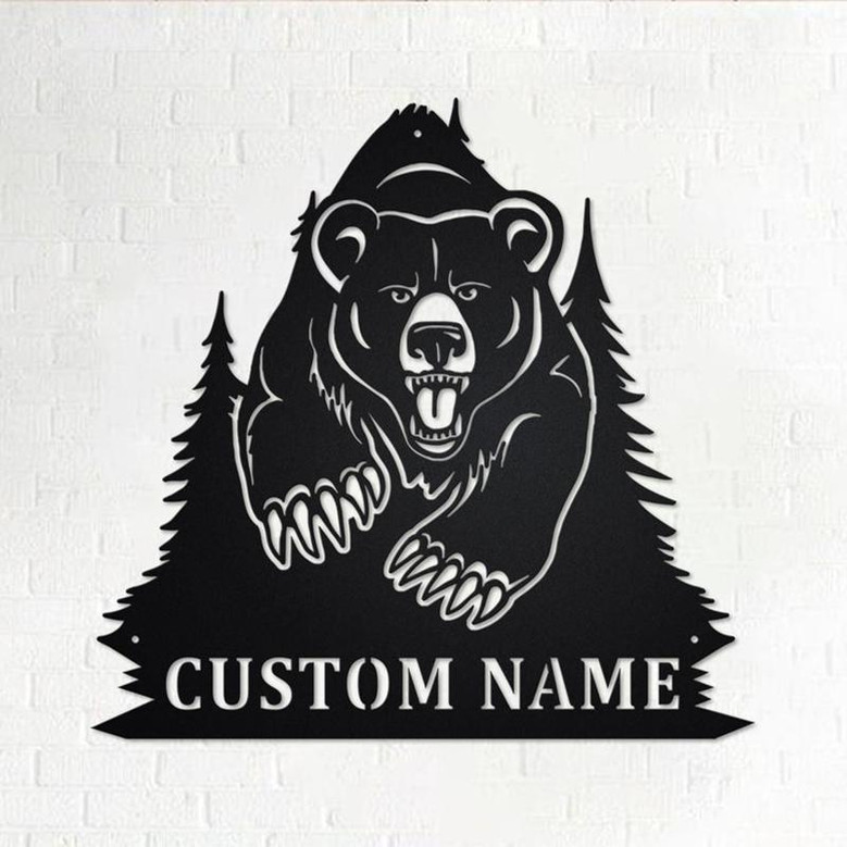Custom Bear Metal Wall Art, Personalized Bear Name Sign Decoration For Room, Bear Home Decor, Custom Bear, Bear Lover Gift, Bear