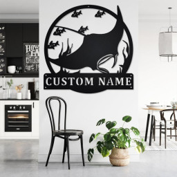 Custom Manta Rays Metal Wall Art, Personalized Manta Rays Name Sign Decoration For Room, Manta Rays Metal Home Decor, Custom Manta Rays