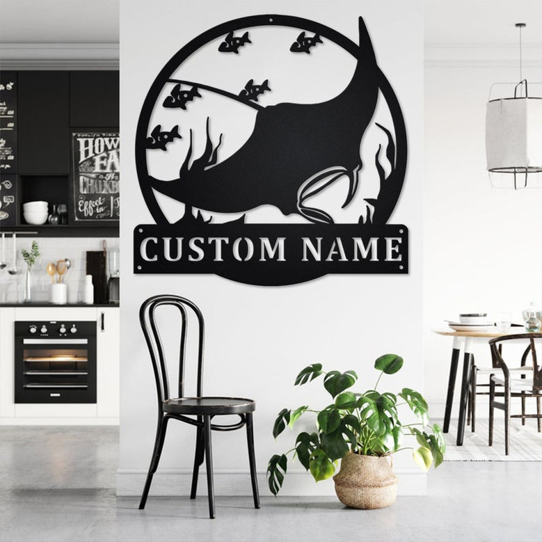 Custom Manta Rays Metal Wall Art, Personalized Manta Rays Name Sign Decoration For Room, Manta Rays Metal Home Decor, Custom Manta Rays