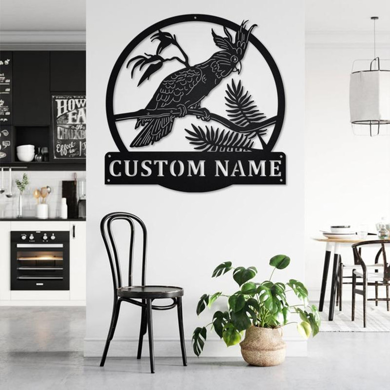 Custom Cockatoo Sulfur Bird Metal Wall Art, Personalized Cockatoo Sulfur Bird Name Sign Decoration For Room, Cockatoo Sulfur Bird Home Decor