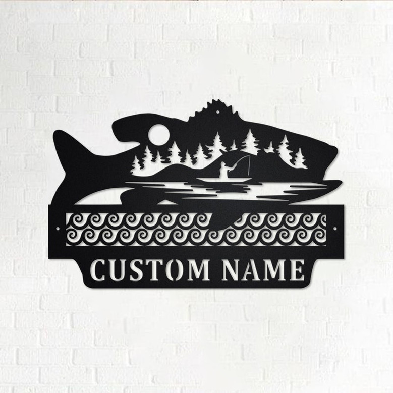 Custom Fishing Outdoor Metal Wall Art, Personalized Fisherman Name Sign Decoration For Room, Fishing Metal Home Decor, Custom Fishing