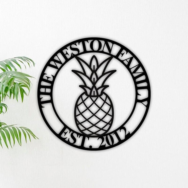 Personalized Pineapple Metal Sign-Housewarming Gift-Personalized Metal Sign-Custom Metal decor