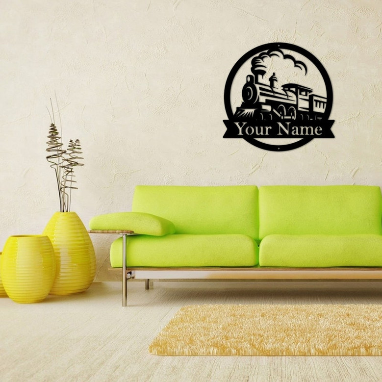 Train Metal Sign - Metal Wall Decor, Custom Metal Name Sign