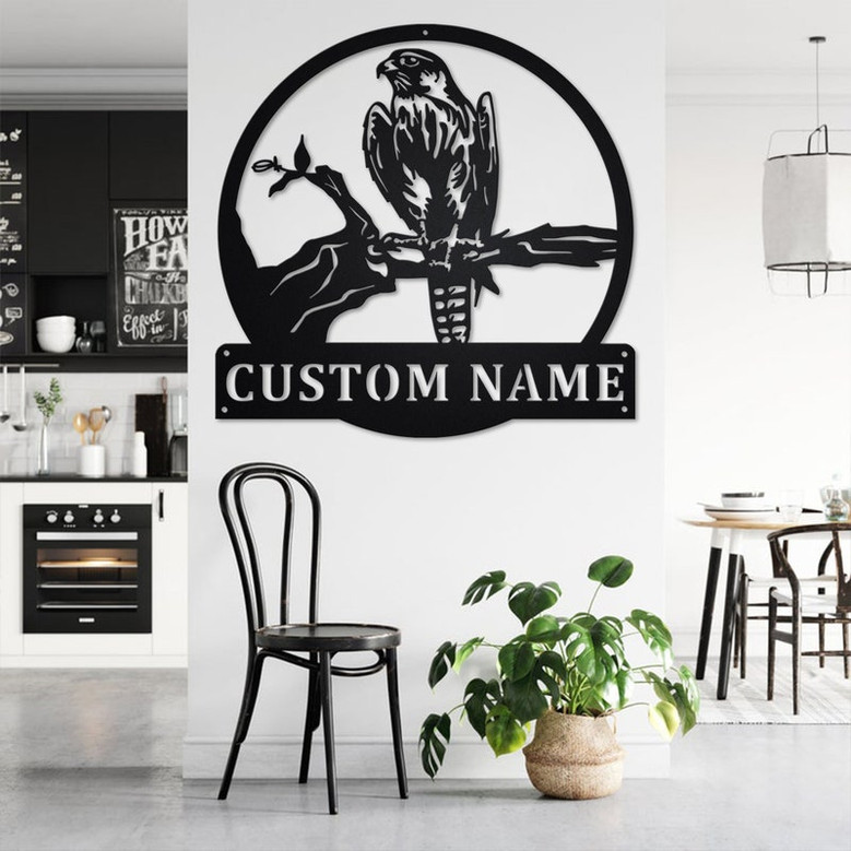 Custom Falcon Bird Metal Wall Art, Personalized Falcon Bird Name Sign Decoration For Room, Falcon Bird Home Decor, Custom Falcon Bird
