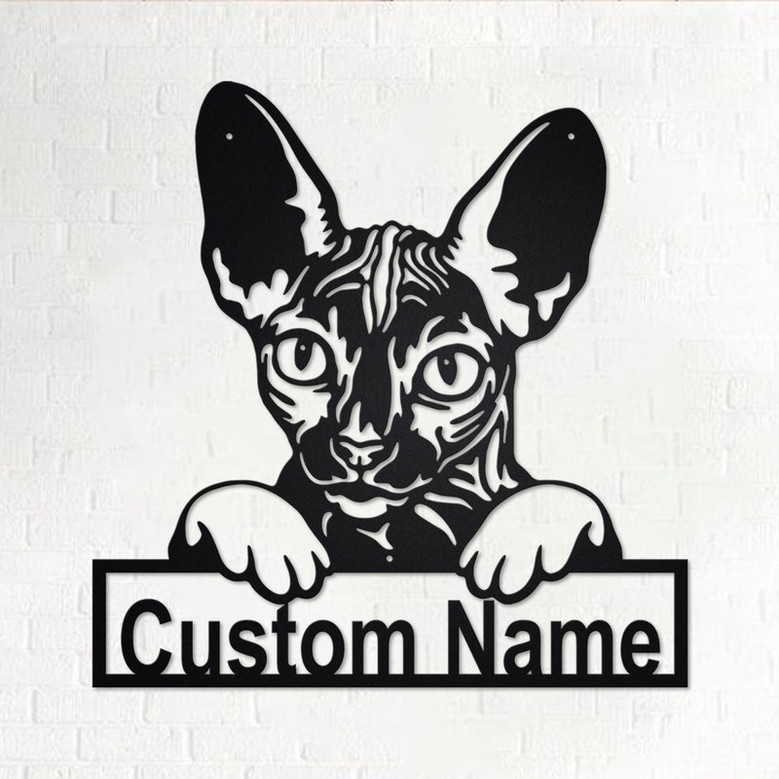 Custom Sphynx Cat Metal Wall Art, Personalized Sphynx Cat Name Sign Decoration For Room, Sphynx Cat Home Decor, Custom Sphynx Cat, Cat Lover