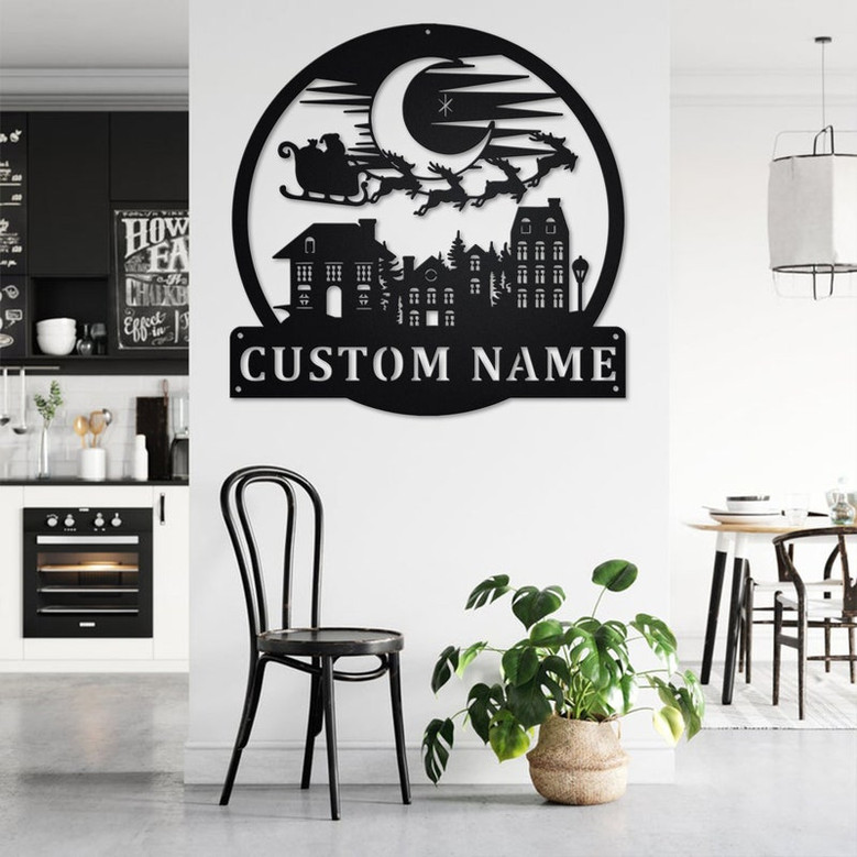 Custom Santa Claus Merry Christmas Metal Wall Art, Personalized Santa Claus Name Sign Decoration For Room, Santa Claus Home Decor, Xmas Gift