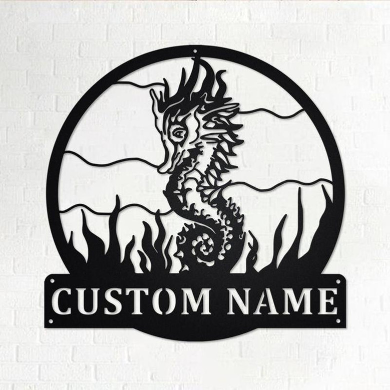 Custom Seahorse Metal Wall Art, Personalized Seahorse Name Sign Decoration For Room, Seahorse Metal Home Decor, Custom Seahorse, Seahorse