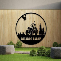 Metal Tractor Sign Monogram Farm Sign Metal Name Sign Wedding Monogram Anniversary Outdoor Door Hanger Housewarming Gift
