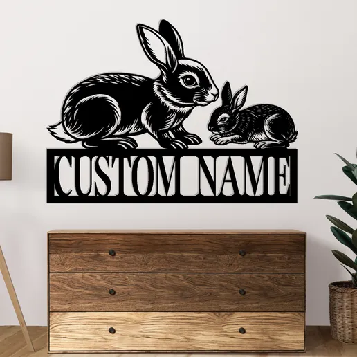 Rabbit Name Metal Sign