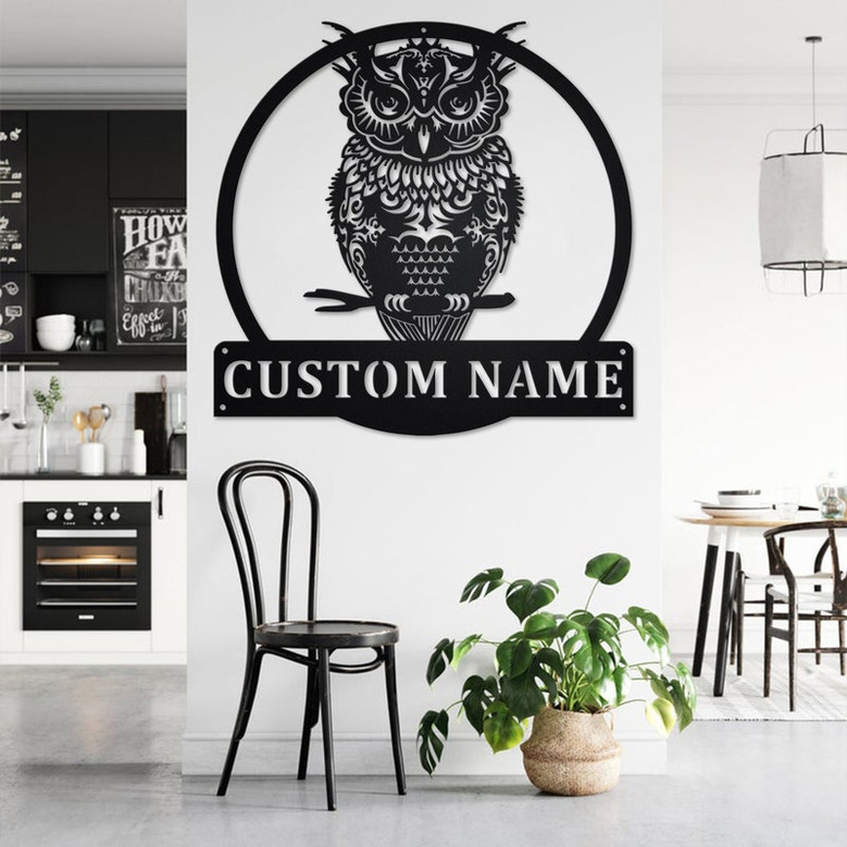 Custom A Dark Owl Metal Wall Art, Personalized Dark Owl Name Sign Decoration For Room, Dark Owl Metal Home Decor, Custom Dark Owl, Dark Owl