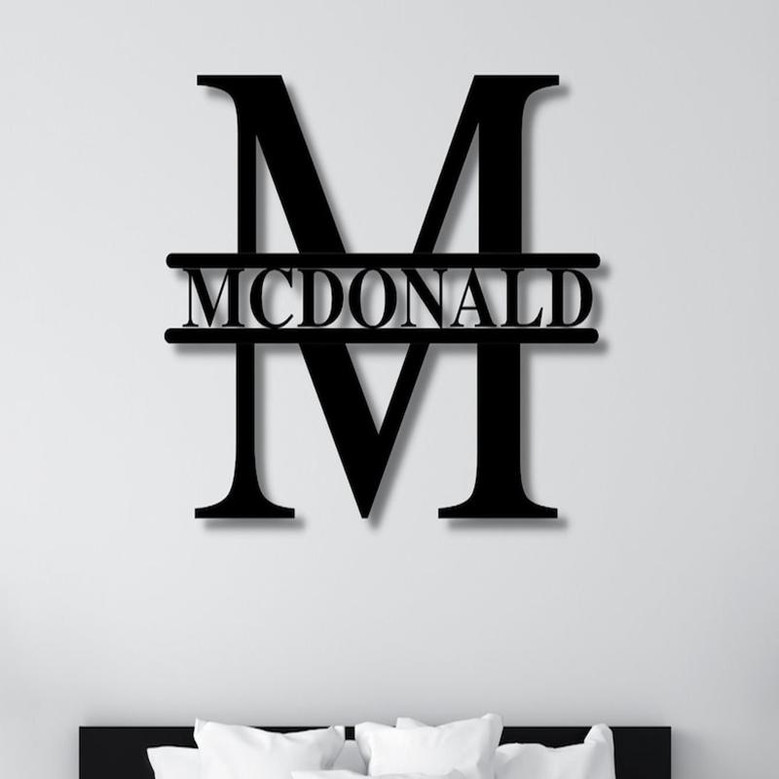 Metal Monogram Family Name Sign, Last Name Sign, Door Hanger, Metal Wall Art, Personalized Metal Name Sign, Front Porch Sign for Home