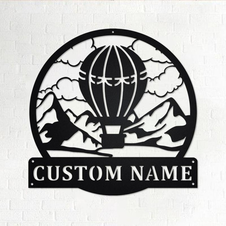 Custom Hot Air Balloon Metal Wall Art, Personalized Air Balloon Name Sign Decoration For Room, Air Balloon Home Decor, Custom Air Balloon