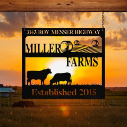 Personalized Metal Farm Sign Barn Cow Cattle Monogram Custom Outdoor Farmhouse Front Gate Wall Decor Art Gift