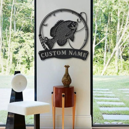 Personalized Bluegill Fishing Fish Pole Metal Sign Art | Custom Bluegill Fishing Metal Sign | Bluegill Fishing Gift | Decor Decoration