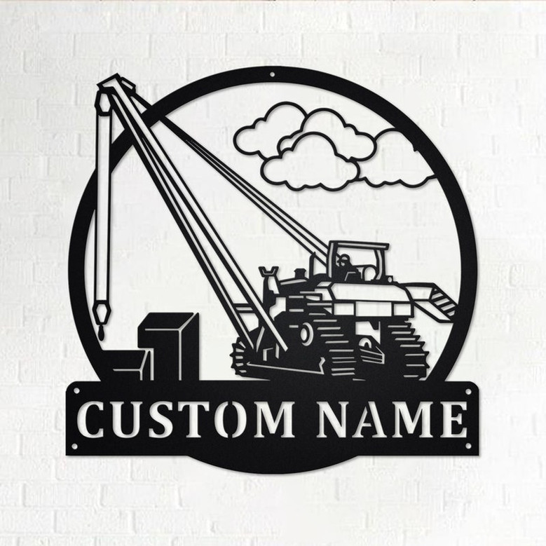 Custom Pipelayer With Operator Metal Wall Art, Personalized Pipelayer Truck Name Sign Decoration For Room, Pipelayer Metal Home Decor