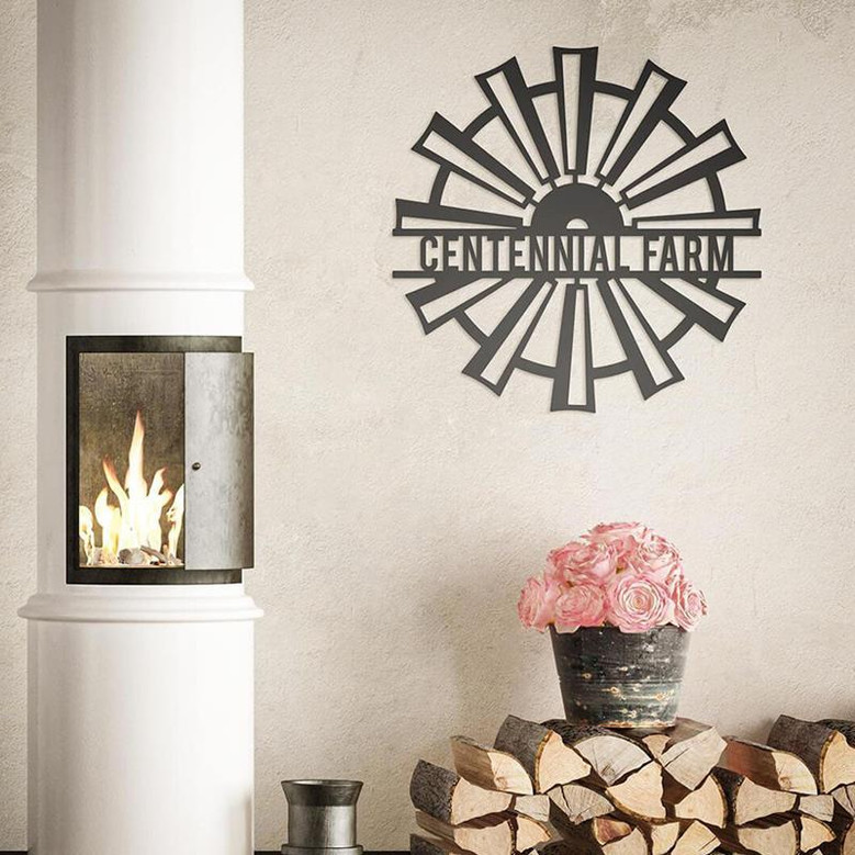 Windmill Metal Art WindMill Custom Name Home Decor
