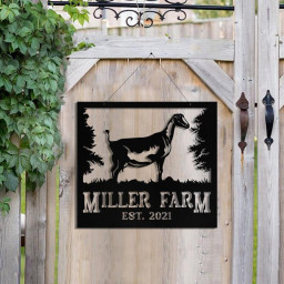 Personalized Metal Farm Sign Lamancha Goat Monogram Custom Outdoor Farmhouse Front Gate Ranch Stable Wall Decor Art Gift