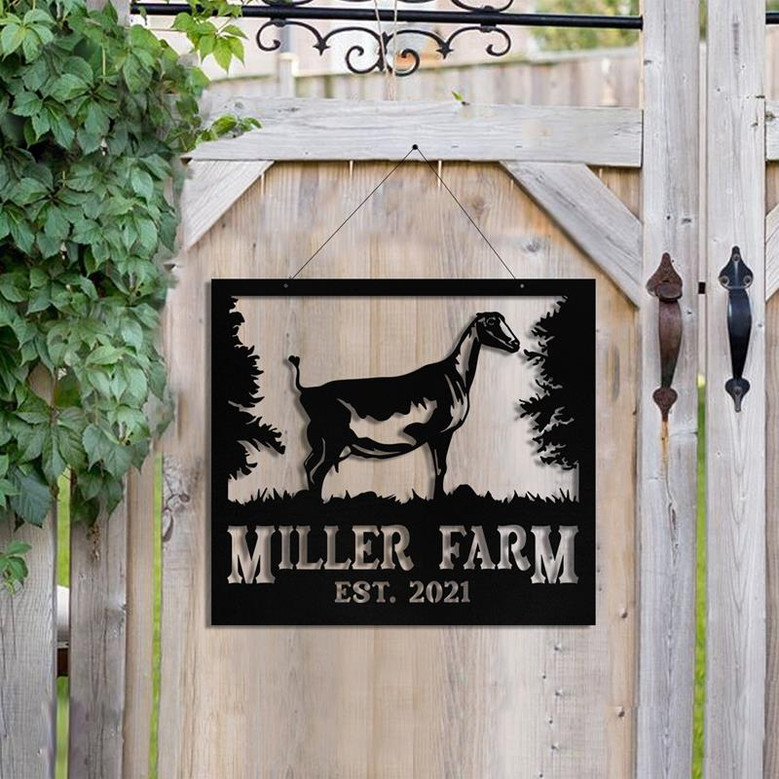 Personalized Metal Farm Sign Lamancha Goat Monogram Custom Outdoor Farmhouse Front Gate Ranch Stable Wall Decor Art Gift