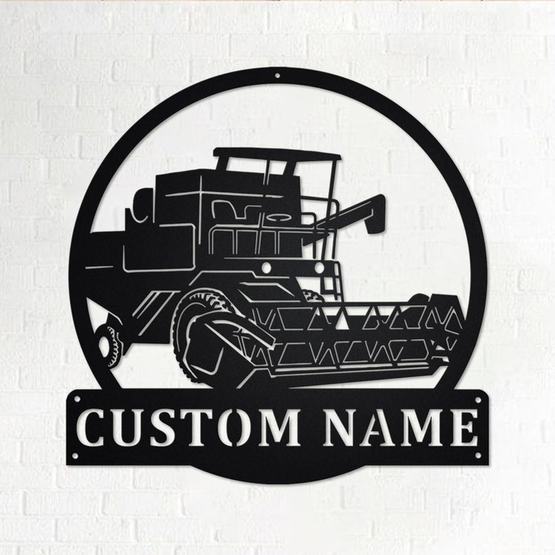 Custom Combine Harvester Metal Wall Art, Personalized Combine Harvester Name Sign Decoration For Room, Combine Harvester Home Decor