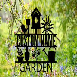 Personalized Garden Sign,Metal Garden Sign,Custom Gardener Name Signs,Gardening Gifts,Yard Decor,Flower&Bird Outdoor Decor