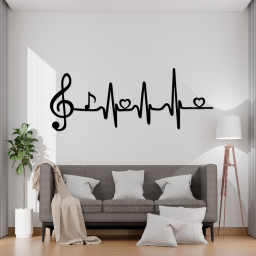 Heartbeat Music Note Metal Wall Art Decor
