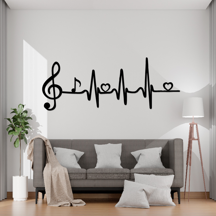 Heartbeat Music Note Metal Wall Art Decor